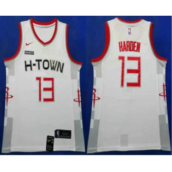 Men's Houston Rockets #13 James Harden White 2020 Nike City Edition Swingman Jersey With The Sponsor Logo