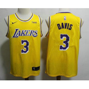 Men's Los Angeles Lakers #3 Anthony Davis 2019 Yellow Nike Swingman Wish Stitched NBA Jersey