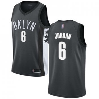 Nets #6 DeAndre Jordan Gray Basketball Swingman Statement Edition Jersey