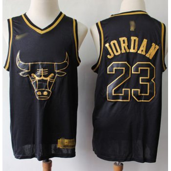 Nike Bulls #23 Michael Jordan Black Gold NBA Swingman Limited Edition Jersey
