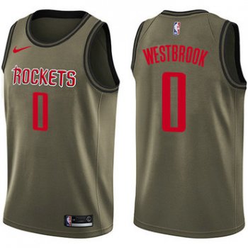 Nike Rockets #0 Russell Westbrook Green Salute to Service NBA Swingman Jersey