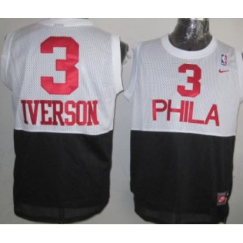 Philadelphia 76ers #3 Allen Iverson White/Black Swingman Jersey