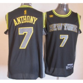New York Knicks #7 Carmelo Anthony Black Electricity Fashion Jersey