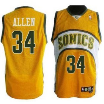 Seattle Supersonics #34 Ray Allen 1994-95 Yellow Swingman Jersey
