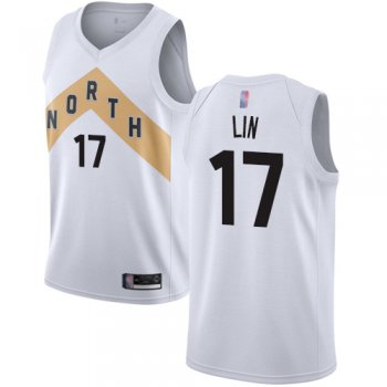Men's #17 Jeremy Lin White Authentic Jersey - Toronto Raptors #17 City Edition Basketball