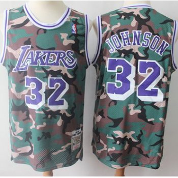 Swingman Lakers #32 Magic Johnson Camo Stitched Basketball Jersey