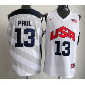 2012 Olympics Team USA #13 Chris Paul Revolution 30 Swingman White Jersey