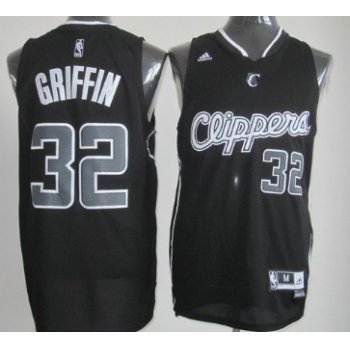 Los Angeles Clippers #32 Blake Griffin Revolution 30 Swingman All Black With White Jersey