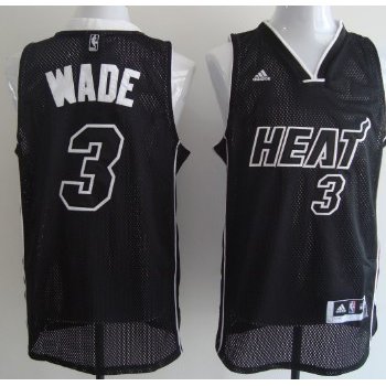 Miami Heat #3 Dwyane Wade All Black With White Swingman Jersey