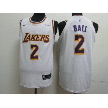 Lakers 2 Lonzo Ball White 2018-19 Nike Authentic Jersey