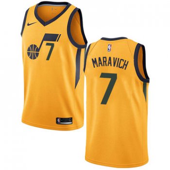 Men's NBA Utah Jazz #7 Pete Maravich Swingman Gold Association Edition Nike Jersey