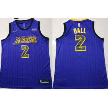 Nike Lakers #2 Lonzo Ball Purple 2018-2019 Swingman Jersey - City Edition