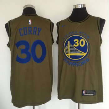 Golden State Warriors #30 Stephen Curry Olive Nike Swingman Jersey