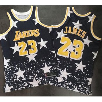 Los Angeles Lakers #23 LeBron James Navy Throwback 1997 4th of July Stitched NBA Jersey