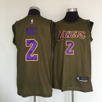 Los Angeles Lakers #2 Lonzo Ball Olive Nike Swingman Jersey