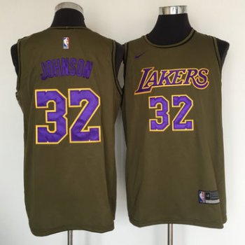 Los Angeles Lakers #32 Magic Johnson Olive Nike Swingman Jersey