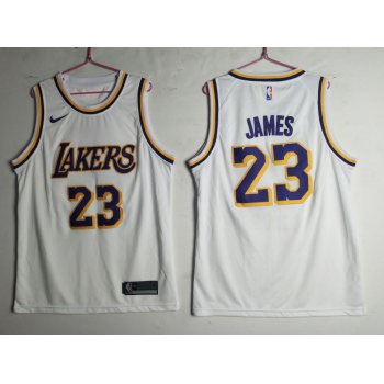 Men's Los Angeles Lakers 23 Lebron James White Nike Swingman Jersey