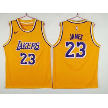 Men's Los Angeles Lakers 23 Lebron James Yellow Nike Swingman Jersey