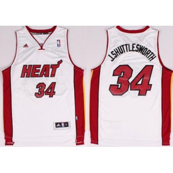 Miami Heat Blank #34 J.Shuttlesworth Nickname White Swingman Jersey
