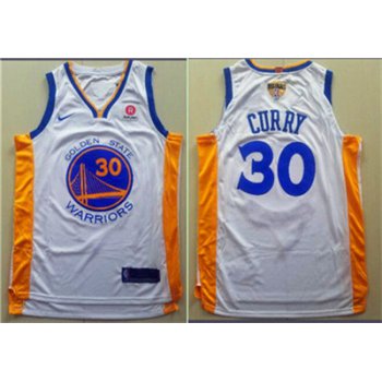 Nike Golden State Warriors #30 Stephen Curry White City Edition 2018 NBA Finals Nike Swingman Jersey