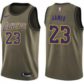 Nike Los Angeles Lakers #23 LeBron James Green NBA Swingman Salute to Service Jersey