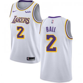 Nike Los Angeles Lakers #2 Lonzo Ball White NBA Swingman Association Edition Jersey