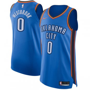 Nike Oklahoma City Thunder #0 Russell Westbrook Blue NBA Authentic Icon Edition Jersey