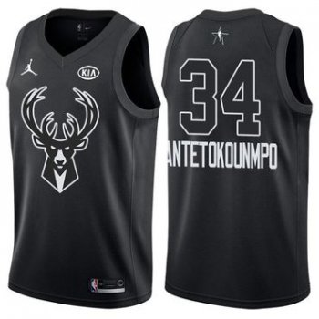 Bucks 34 Giannis Antetokounmpo Jordan Brand Black 2018 All-Star Game Swingman Jersey