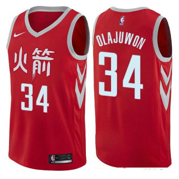 Houston Rockets #34 Hakeem Olajuwon Red Nike NBA Men's Stitched Swingman Jersey City Edition