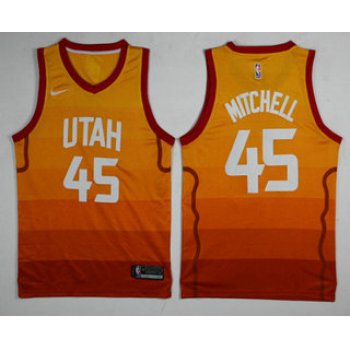 Men's Utah Jazz #45 Donovan Mitchell Yellow Nike 2017-2018 NBA Swingman City Edition Jersey