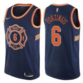 Nike New York Knicks #6 Kristaps Porzingis Navy NBA Swingman City Edition Jersey