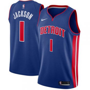 Nike Pistons #1 Reggie Jackson Blue Stitched NBA Swingman Jersey