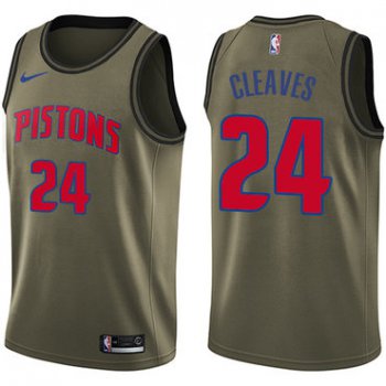 Nike Pistons #24 Mateen Cleaves Green Salute to Service NBA Swingman Jersey