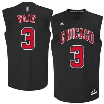 Chicago Bulls 3 Dwayne Wade Black Fashion Replica Jersey