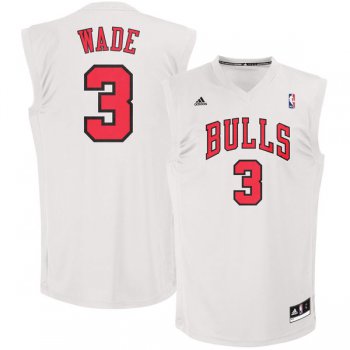 Chicago Bulls 3 Dwayne Wade White Fashion Replica Jersey