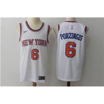 Men's Nike New York Knicks #6 Kristaps Porzingis White Stitched NBA Jersey