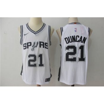 Men's San Antonio Spurs #21 Tim Duncan White 2017-2018 Nike Swingman Stitched NBA Jersey