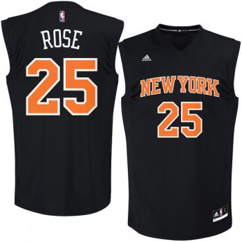 New York Knicks #25 Derrick Rose Black Fashion Replica Jersey