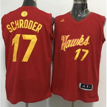 Men's Atlanta Hawks #17 Dennis Schroder adidas Red 2016 Christmas Day Stitched NBA Swingman Jersey