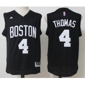 Men's Boston Celtics #4 Isaiah Thomas All Black with White Stitched NBA adidas Revolution 30 Swingman Jersey