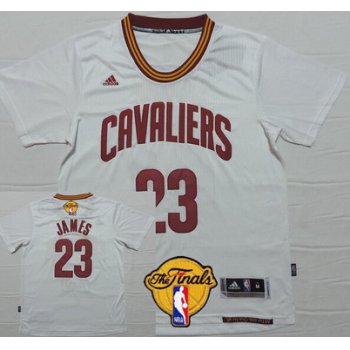 Men's Cleveland Cavaliers #23 LeBron James 2017 The NBA Finals Patch White Short-Sleeved Jersey
