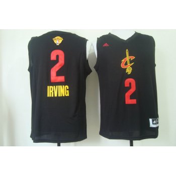 Men's Cleveland Cavaliers #2 Kyrie Irving 2017 The NBA Finals Patch Black With Red Fashion Jersey