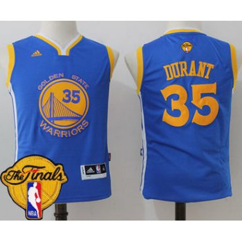 Youth Warriors #35 Kevin Durant Blue 2017 The Finals Patch Stitched NBA Jersey