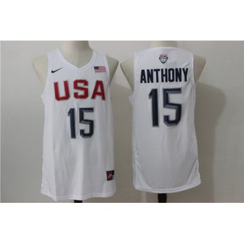 2016 Olympics Team USA Men's #15 Carmelo Anthony White Revolution 30 Swingman Basketball Jersey