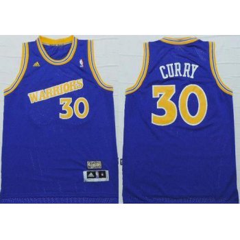 Golden State Warrlors #30 Stephen Curry Blue Throwback Stitched NBA Jersey