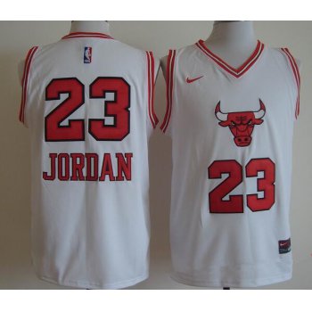 Men's Chicago Bulls #23 Michael Jordan White Bull Head Fashion Stitched NBA Nike Swingman Jersey