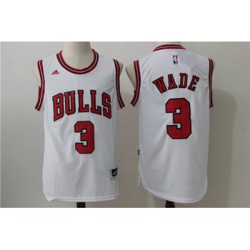 Men's Chicago Bulls #3 Dwyane Wade White Revolution 30 Swingman Adidas Basketball Jersey
