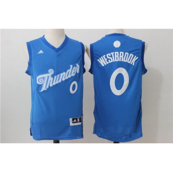 Men's Oklahoma City Thunder #0 Russell Westbrook adidas Blue 2016 Christmas Day Stitched NBA Swingman Jersey