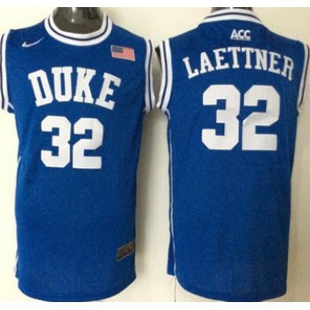 Men's Duke Blue Devils #32 Christian Laettner Blue Round Collar College Basketball Jersey