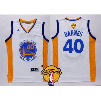 Men's Golden State Warriors #40 Harrison Barnes White 2016 The NBA Finals Patch Jersey